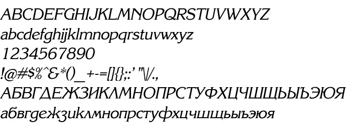 Anteprima carattere Karelia Italic