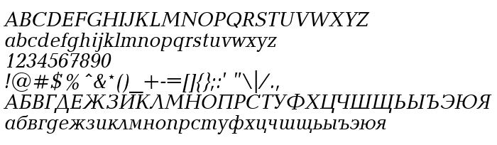 Anteprima carattere UkrainianBaltica Italic