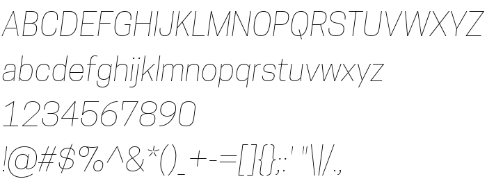 Anteprima carattere CooperHewitt-ThinItalic