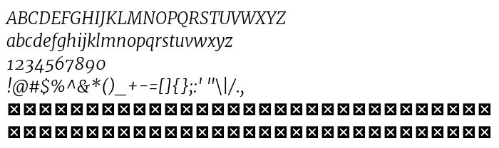 Anteprima carattere Merriweather Light Italic