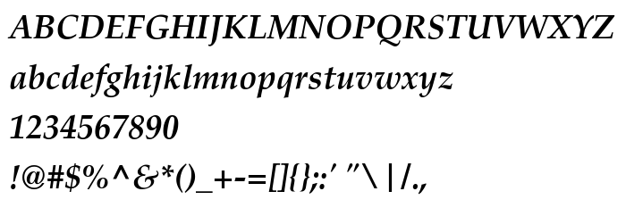 Anteprima carattere TeX Gyre Pagella Bold Italic