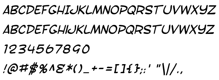 Anteprima carattere SF Toontime Italic