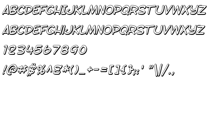 Anteprima carattere SF Toontime Shaded Italic