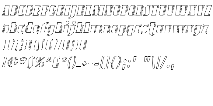 Anteprima carattere Avondale Outline Italic
